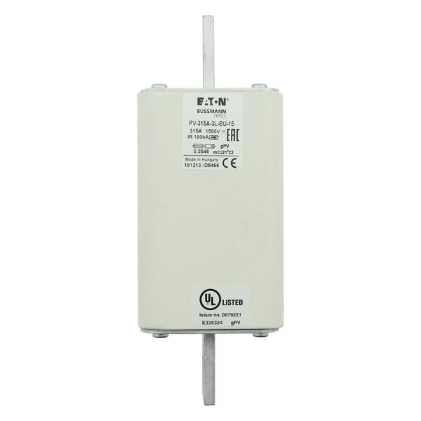 Fuse-link, high speed, 315 A, DC 1500 V, 3L, 75 x 205 mm, gPV, IEC, UL, without indicator, bolted contacts image 17