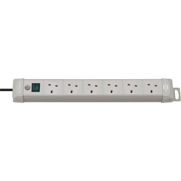 Premium-Line extension lead 6-way 3m H05VV-F 3G1,25 lightgrey  with plug *GB* image 1