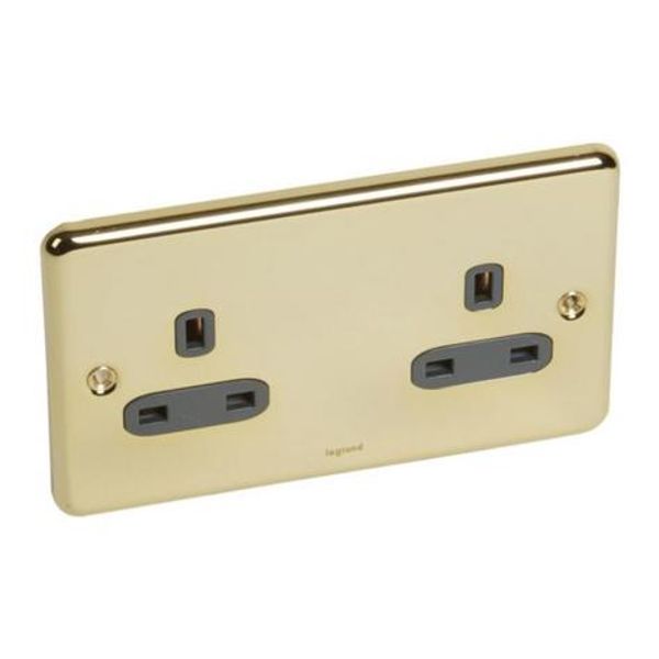 Synergy™ Authentic - 2 gang unswitched socket outlet 13A Glossy gold image 1