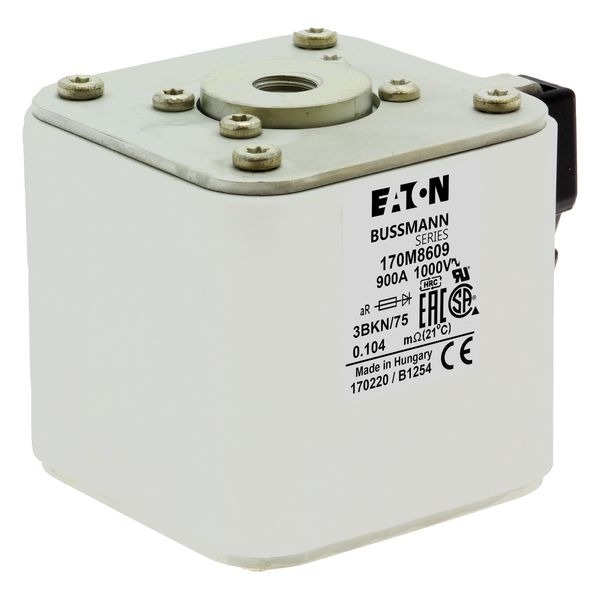 Fuse-link, high speed, 900 A, AC 1000 V, size 3, 74 x 92 x 76 mm, aR, IEC, UL, single indicator image 16