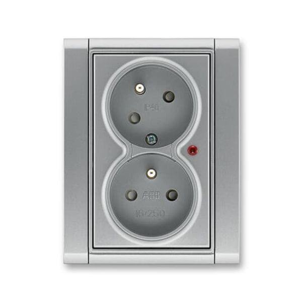 5593F-C02357 36 Double socket outlet with earthing pins, shuttered, with turned upper cavity, with surge protection ; 5593F-C02357 36 image 2