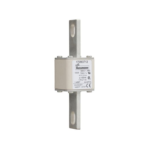 Fuse-link, high speed, 100 A, AC 690 V, compact size 1, 45 x 45 x 148 mm, aR, IEC, UL image 7