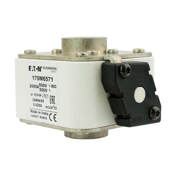 Fuse-link, high speed, 2000 A, AC 550 V, size 3, 76 x 92 x 65 mm, aR, IEC, UL, single indicator image 3