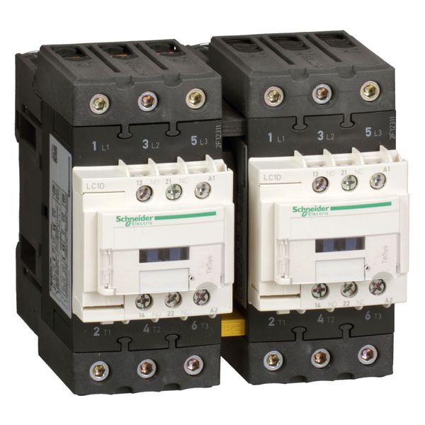 TeSys Deca reversing contactor - 3P(3 NO) - AC-3 - = 440 V 65 A - 110 V AC coil image 1