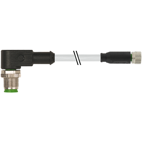 M12 male 90° / M8 female 0° A-cod. PUR 3x0.25 gy UL/CSA+drag ch. 0.6m image 1