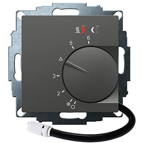 UP controller 5-30C with limiter function. 10-40C, anthracite 55x55, AC 230V, 16 A 1 NO contact, PWM / 2 point control, switch, TA, display, sensor image 2