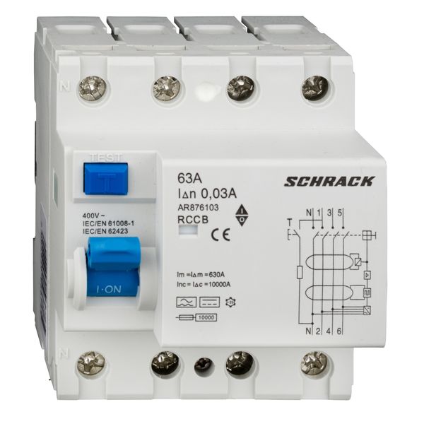 Residual Current Circuit Breaker 10kA, 63A, 4-pole, 30mA, B image 5