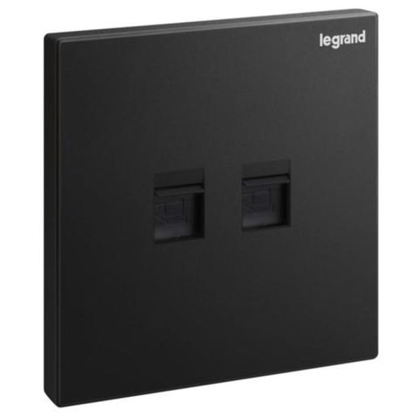 Galion - 1 gang double RJ 45 category 5E UTP socket outlet - matt black image 1