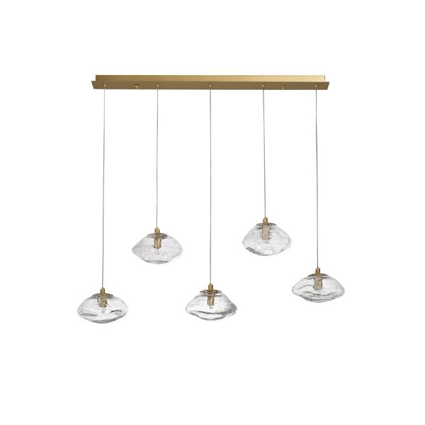 Brass Gold Metal Blown Clear Glass LED G9 5x5 Watt 230 Volt IP20 Bulb Excluded L: 80 W: 16 H: 180 cm Adjustable Height image 1