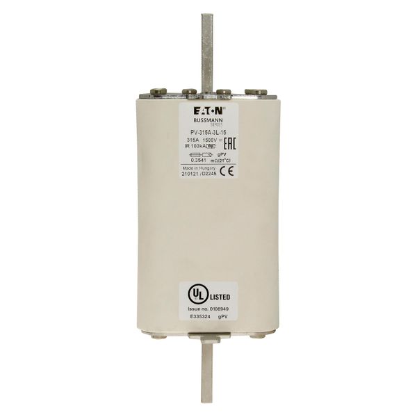 Fuse-link, high speed, 315 A, DC 1500 V, 3L, 75 x 205 mm, gPV, IEC, UL, with indicator image 13