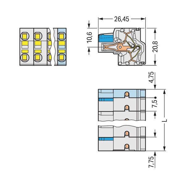 2-conductor female connector Push-in CAGE CLAMP® 2.5 mm² light gray image 2