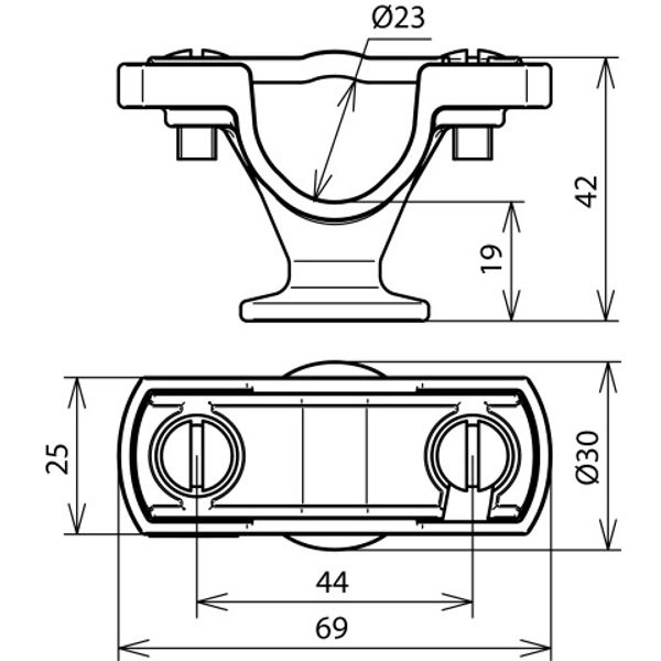 Conductor holder PA, grey for HVI cond. D 23mm, flange D 30mm, M8 fema image 2