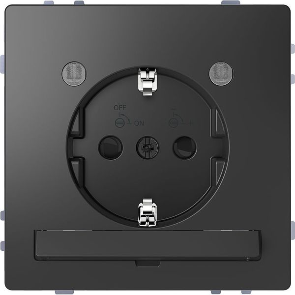 SCHUKO socket with light outlet and LED lighting module, touch protection, plug-in terminals, anthracite, system design image 1