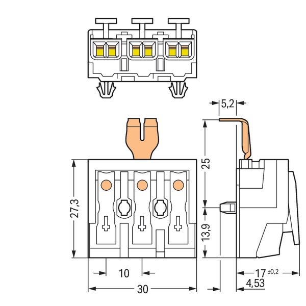 Lighting connector push-button, external with snap-in ground contact w image 6