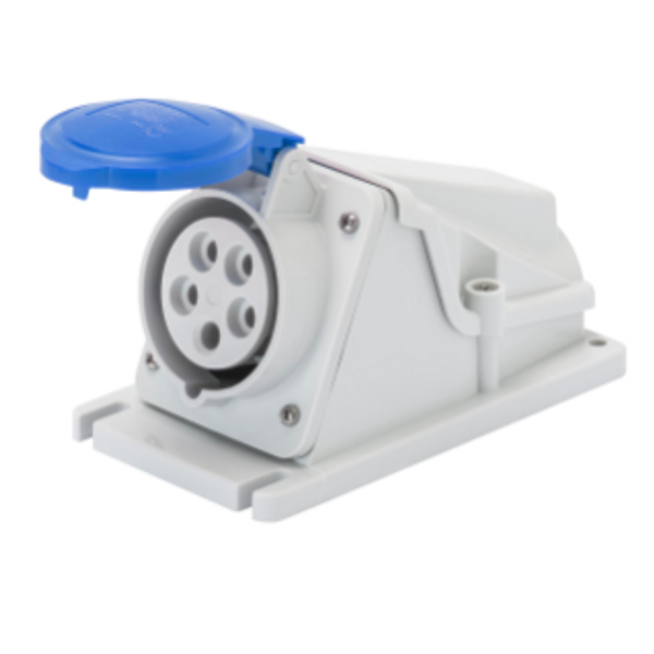 90° ANGLED SURFACE-MOUNTING SOCKET-OUTLET - IP44 - 3P+N+E 16A 200-250V 50/60HZ - BLUE - 9H - SCREW WIRING image 1