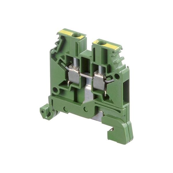 MODULAR TERMINAL BLOCKS, GROUND, SCREW CLAMP TERMINAL BLOCK, GREEN & YELLOW, PRODUCT SPACING .235 IN [6 MM], 6 POSITION, SCREW TERMINAL image 1