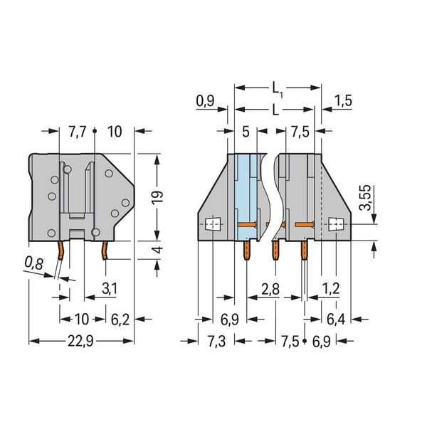 PCB terminal block 4 mm² Pin spacing 7.5 mm blue image 2