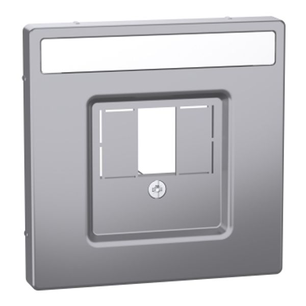 Central plate with rectangular cutout and lettering, stainless steel, system image 1