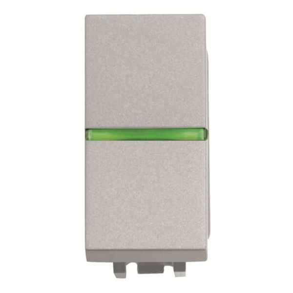 N2101.5 PL Switch 1-way Rocker/button Off switch 1-pole with LED exchangeable Silver - Zenit image 1