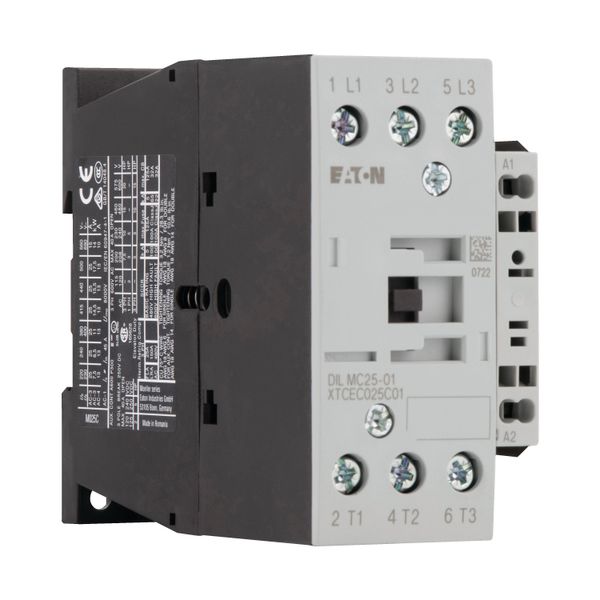 Contactor, 3 pole, 380 V 400 V 11 kW, 1 NC, RDC 24: 24 - 27 V DC, DC operation, Spring-loaded terminals image 11