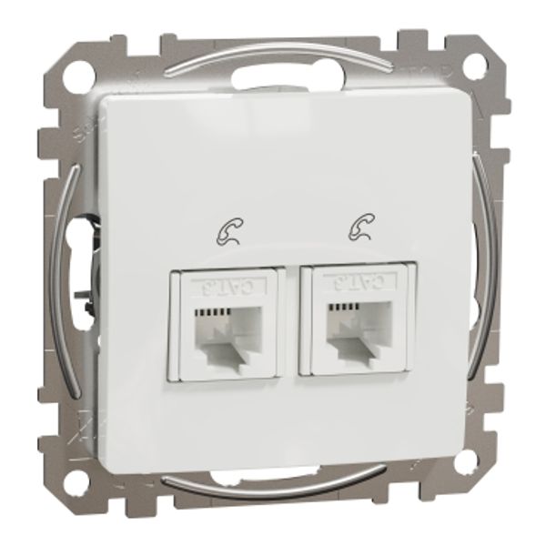 Double Telephone socket, Sedna Design & Elements, RJ11, White image 3