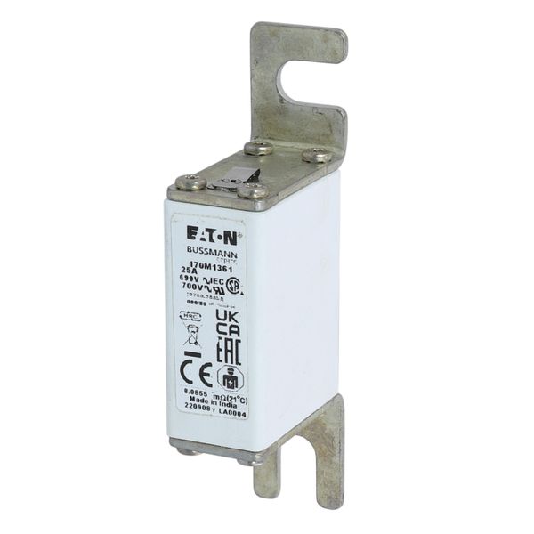 Fuse-link, high speed, 25 A, AC 690 V, DIN 000, 21 x 40 x 100 mm, gR, DIN, IEC, single indicator image 6