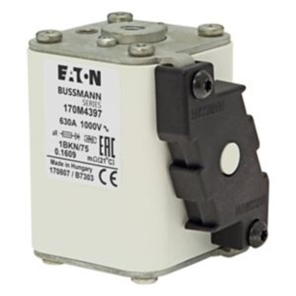 Fuse-link, high speed, 630 A, AC 1000 V, size 1, 53 x 69 x 74 mm, aR, IEC, UL, single indicator image 4