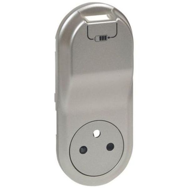 Céliane cover for 2P+E Surface socket and semi-recessed USB charger - titanium finish image 1