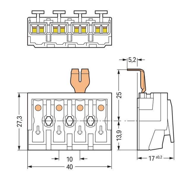 Lighting connector push-button, external with snap-in ground contact w image 4