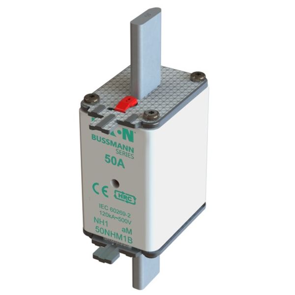 Fuse-link, low voltage, 50 A, AC 500 V, NH1, aM, IEC, dual indicator image 2