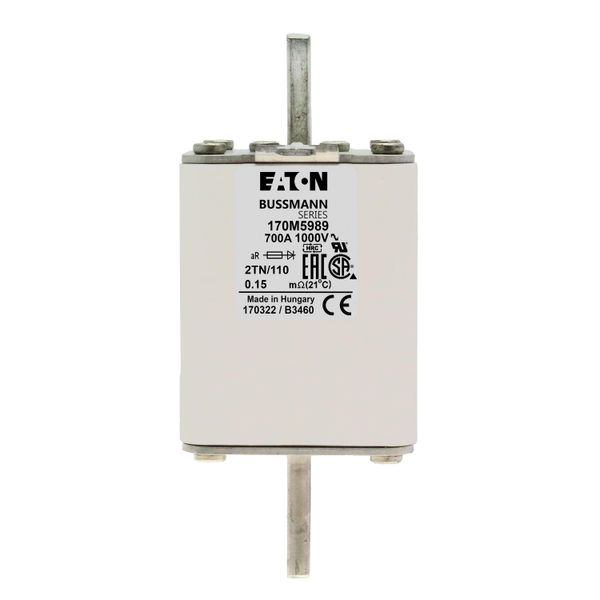 Fuse-link, high speed, 700 A, AC 1000 V, DIN 2, 59 x 75 x 138 mm, aR, DIN, IEC, single indicator image 16