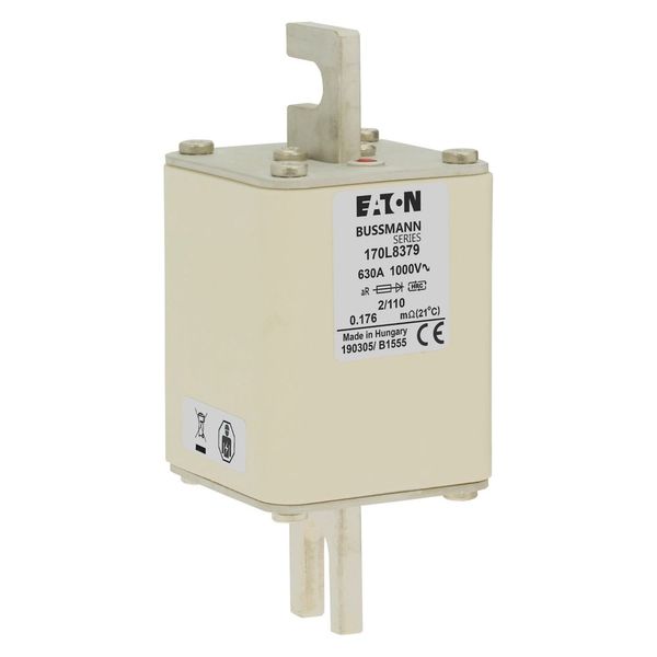 Fuse-link, high speed, 630 A, AC 1000 V, Size 2, 61 x 61 x 141 mm, aR, DIN, IEC, single indicator image 8