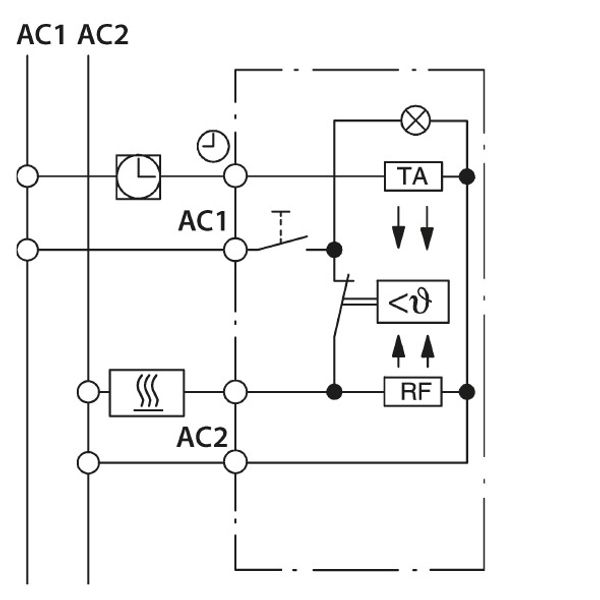 UP room controller, RAL9010 glossy 50x50, 5-30C, AC 24V, 1 opener 10 A at DC 24 V 100 W, temperature reduction approx. 4K image 3