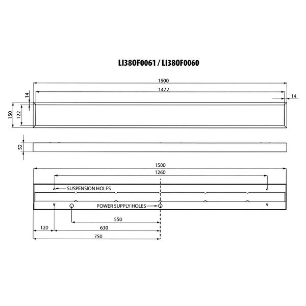 Office LED D/I  75W, 4000K, 10000lm, DALI, anodized, L-1,5m image 6