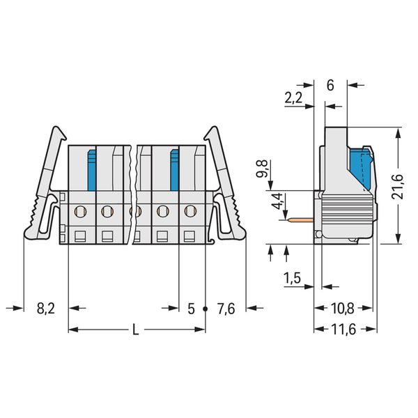 THT female header angled Pin spacing 5 mm light gray image 2