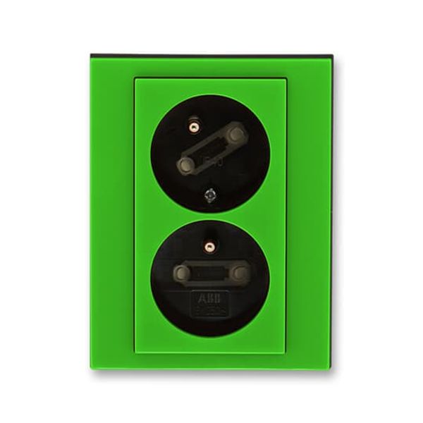 5513H-C02357 67 Double socket outlet with earthing pins, shuttered, with turned upper cavity image 1