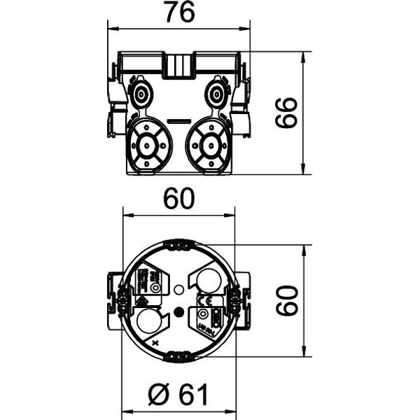 UG 66-GS-L UP Flush-mounted device box with device screws, airtight ¨60mm, H66mm image 2