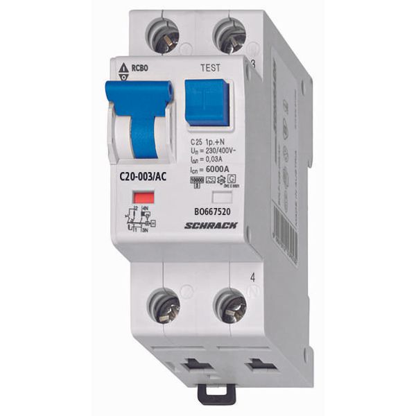 Combined MCB/RCD (RCBO) B20A/1+N/30mA/Type AC-6kA image 1