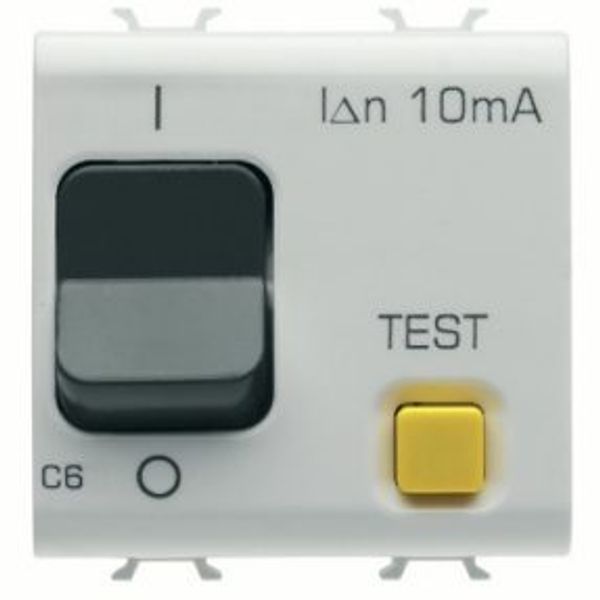 RESIDUAL CURRENT BREAKER WITH OVERCURRENT PROTECTION - C CHARACTERISTIC - CLASS A - 1P+N 6A 230Vac 10mA - 2 MODULES - SATIN WHITE - CHORUSMART image 1