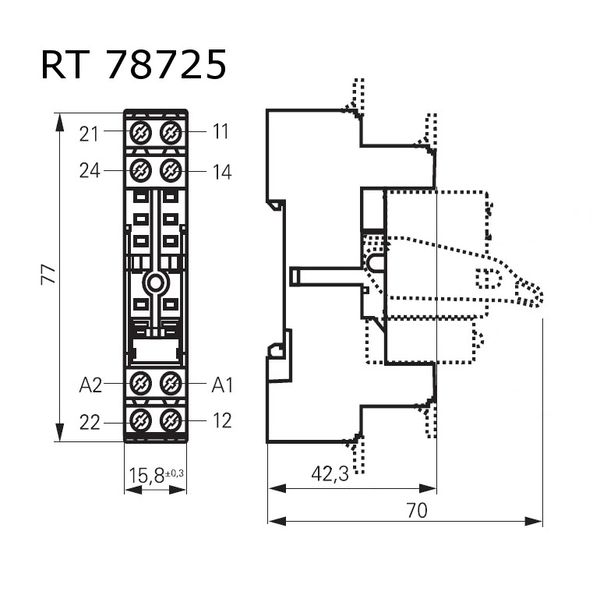 Socket with screw terminals for PCB Relays with pinning 5mm image 2