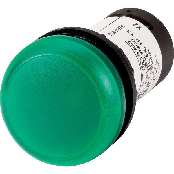 Indicator light, Flat, Screw connection, Lens green, LED green, 230 V AC image 3