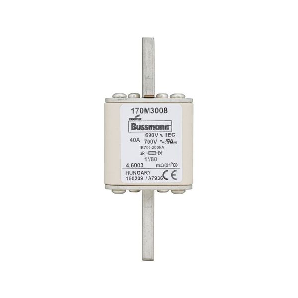 Fuse-link, high speed, 40 A, AC 690 V, compact DIN 1, 45 x 45 x 104 mm, aR, DIN, IEC, single indicator image 11