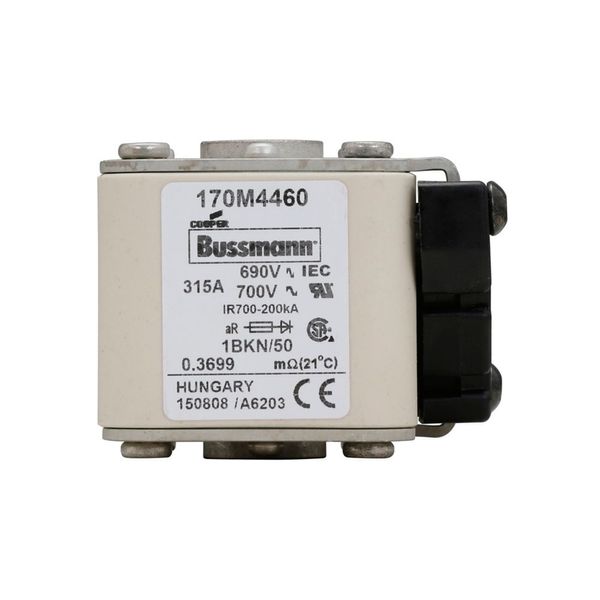 Fuse-link, high speed, 315 A, AC 690 V, size 1, 53 x 69 x 51 mm, aR, IEC, UL, type K indicator, flush end, M8 image 12