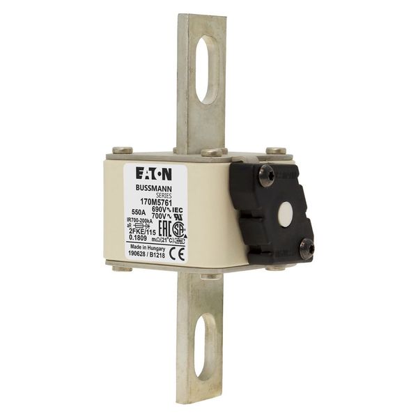 Fuse-link, high speed, 550 A, AC 690 V, size 2, 61 x 77 x 135 mm, aR, IEC, UL, single indicator image 2