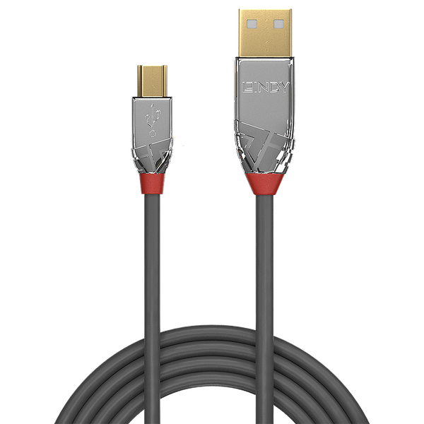 0.5m USB 2.0 Type A to Mini-B Cable, Cromo Line USB Type A Male to Mini-B Male image 2