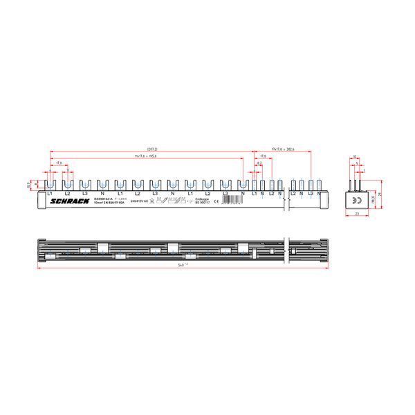 Busbar, 1xRCCB 4-pole, 2xMCB 4-pole, 18 x MCB 1+N/1 MW, 30MW image 6