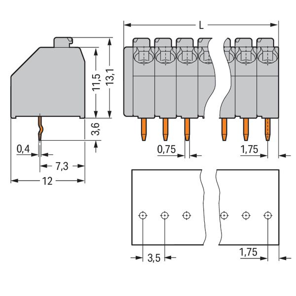 PCB terminal block push-button 1.5 mm² gray image 4