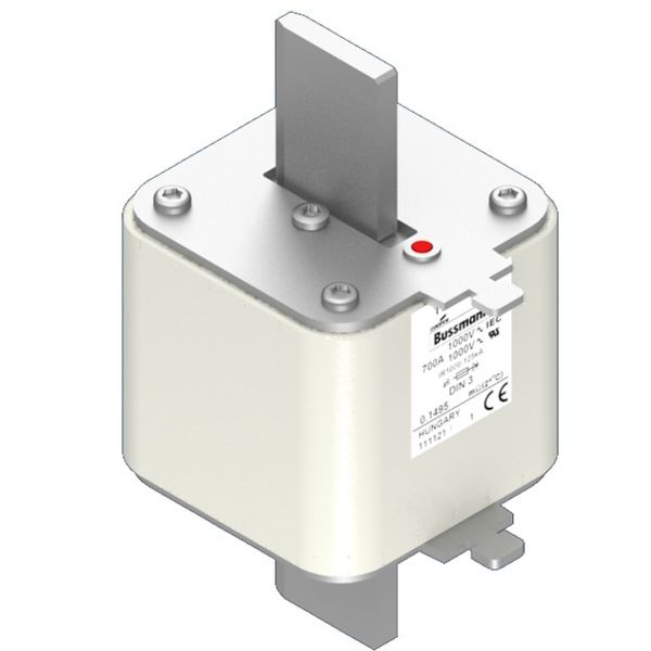 Fuse-link, high speed, 700 A, AC 1000 V, DIN 3, 90 x 75 x 150 mm, aR, DIN, IEC, single indicator image 2