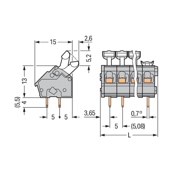 PCB terminal block push-button 2.5 mm² gray image 5