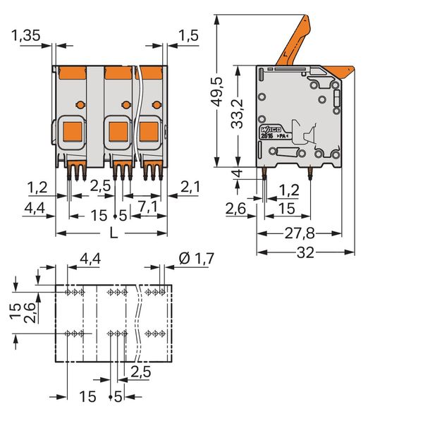 2616-1356 PCB terminal block; lever; 16 mm² image 3